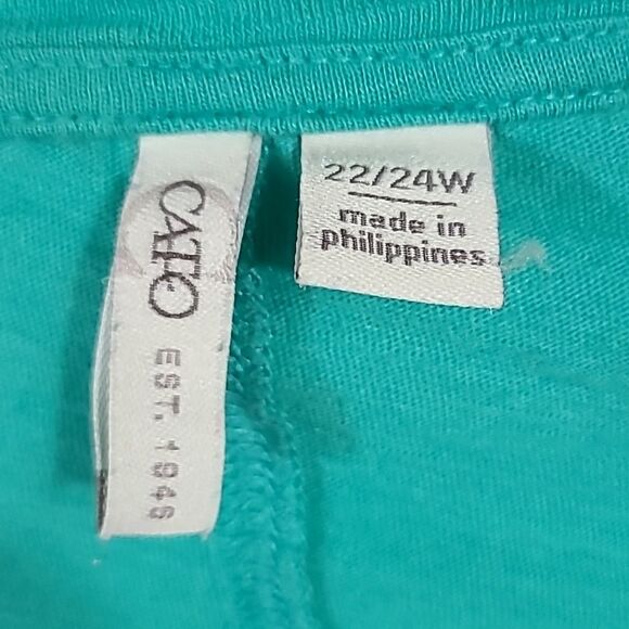 Cato Women's Plus 22/24 Mint Gre Long Sleeve Tee Knit Top Super Soft Basic Shirt - Picture 3 of 6